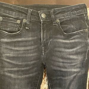 R -13 brand - Skinny, intentionally worn-in, black jeans